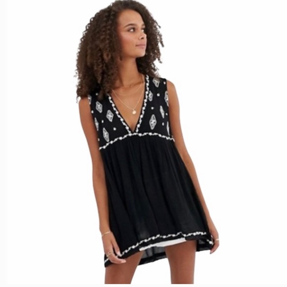 Free People Diamond Embroidered Tunic Black Size XS - Picture 3 of 16